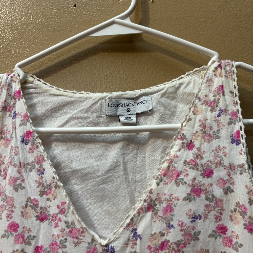 LoveShackFancy Camille Sleeveless Tiered Midi Floral Ruffle Dress Size XXS - Picture 3 of 12